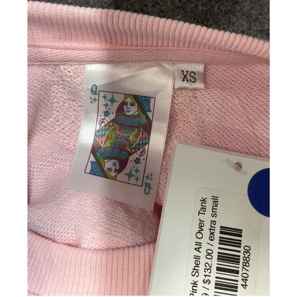 NWT Queen Of Sparkles Pink Beach Seashells Sweatshirt Top Sleeveless XS - Picture 3 of 4